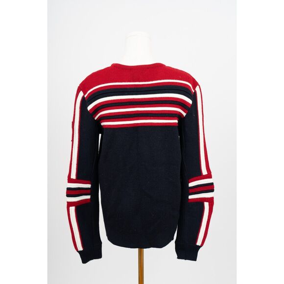 Maje Red Navy Moto Striped Wool Blend Sweater Size M - Picture 2 of 6